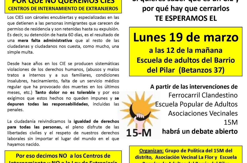 Lunes 19 de marzo: de las redadas a los CIES (Centros de Internamiento de Extranjeros)